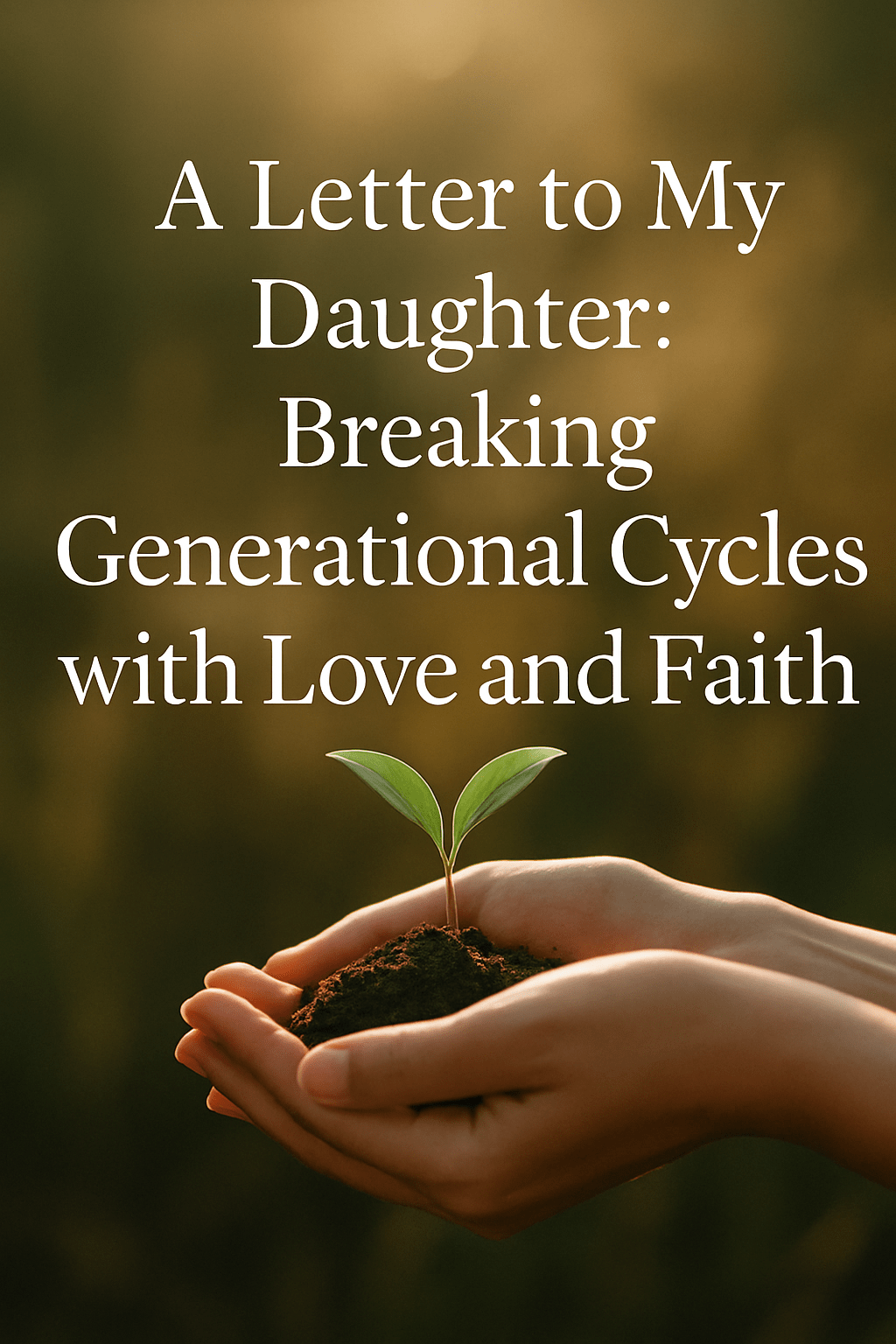 Hands gently holding soil with a green sprout — symbolizing new beginnings, growth, and generational healing